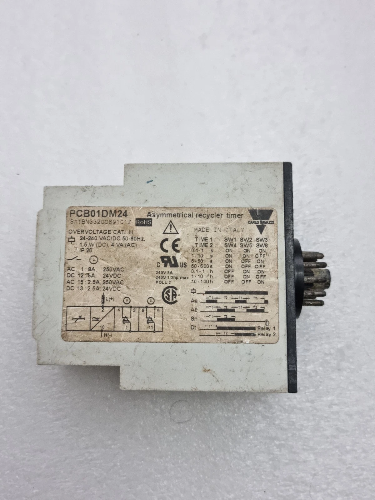 Carlo Gavazzi PCB01DM24 Asymmetrical Recycler Timer 24-240 VAC/DC Made In Italy